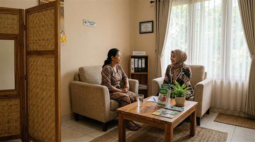 Konsultasi dokter spesialis kedokteran fisik dan rehabilitasi medik dengan pasien di ruang periksa klinik Bandung